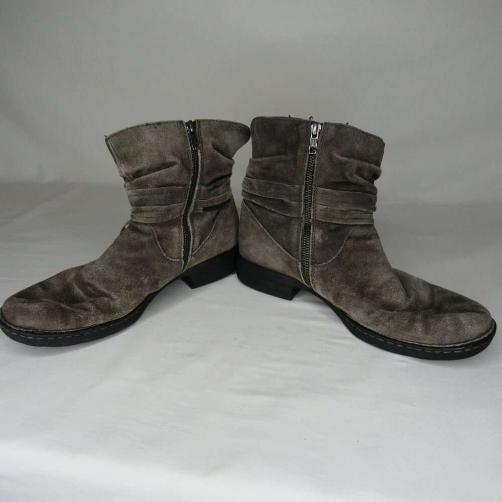 Born Taupe Brown Distressed Leather Suede CROSS Boots Women's 9.5 - Picture 5 of 9
